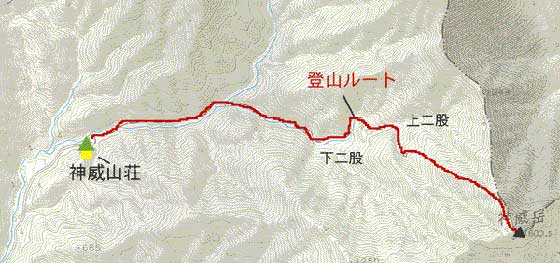 神威岳（1601m)登山map
